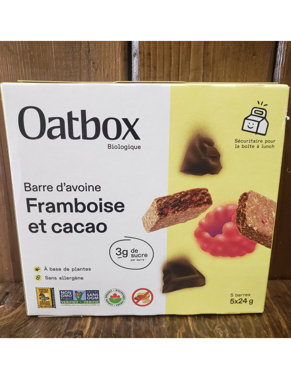 Barres d'avoine framboise et cacao (paquet de 5) Oatbox