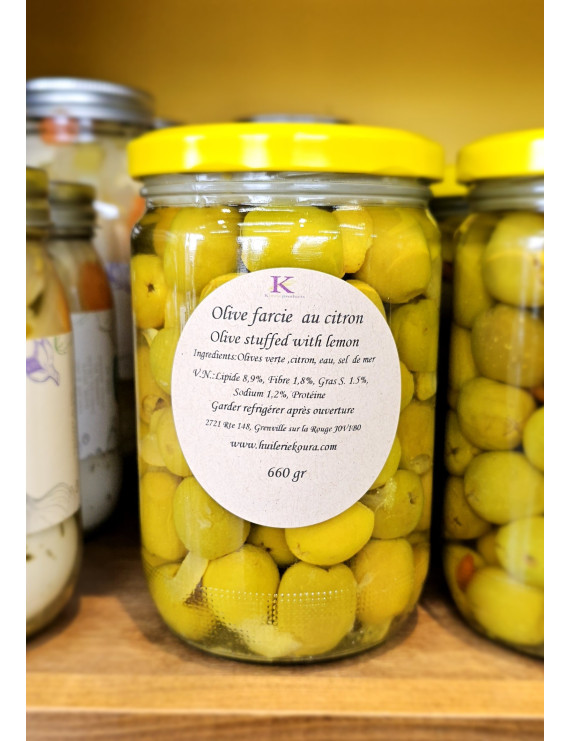 Olives vertes farcies au citron