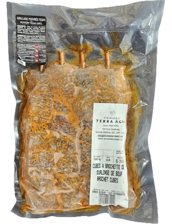 Brochette cube de surlonge de boeuf - Grillade poivrée texas