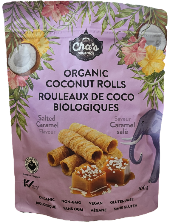 Rouleaux de coco caramel salé biologique