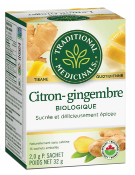 Organic lemon ginger herbal tea