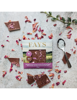 Tablette - Chocolat au lait, Sel Saint Laurent & roses sauvages