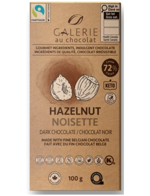 Tablette de chocolat noir noisette