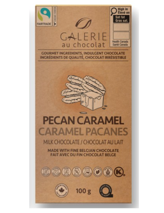 Tablette de chocolat au lait caramel pacanes