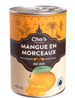 Organic mango chunks in juice
