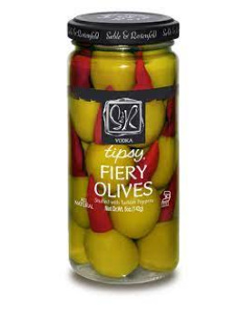 Olives tipsy à la vodka fiery