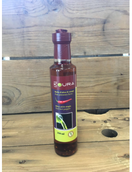 Huile d'olive extra-vierge, aromatisée au piment fort Huile d'olive extra-vierge, aromatisée au piment fort