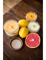 RubyRed Grapefruit Candle - Soy wax & cedar wood tick in a small masson jar (Natural, Vagan, Eco-responsable)