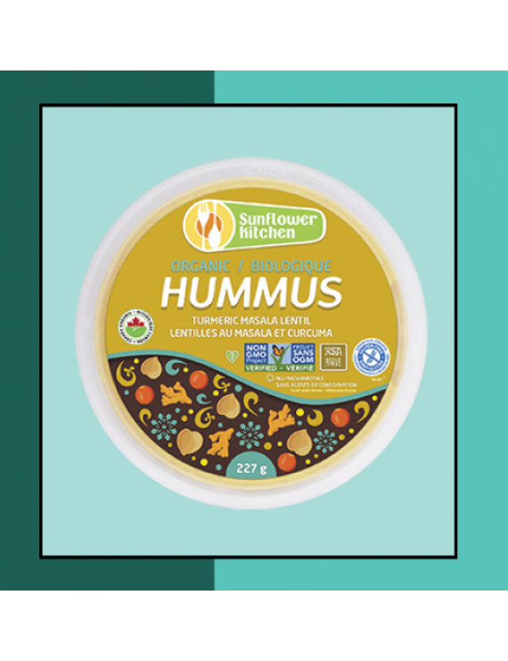 Hummus biologique aux lentilles, massala et curcuma