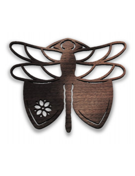 1-Pc Coaster Dragonfly - Black Walnut Wood - 118x94x6mm - Made in Québec
