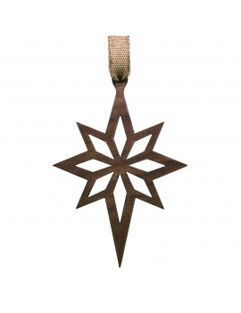 1-Pc Bethlehem Star Diamond Style Ornament  - Black Walnut Wood - 68x99x6mm - Made in Quebec