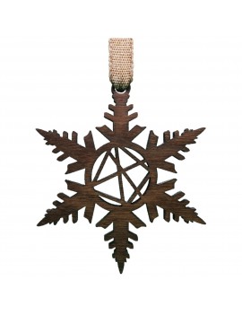 1-Pc Snowflake Stick Style Ornament  - Black Walnut Wood - 77x88x6mm - Made in Quebec