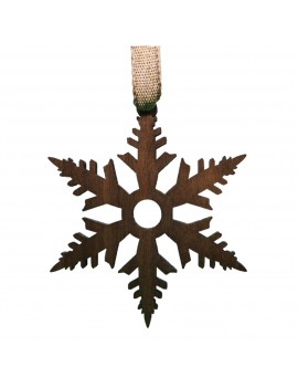 1-Pc Snowflake Landscape Style Ornament  - Black Walnut Wood - 77x88x6mm - Made in Quebec