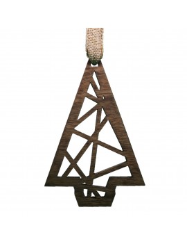 1-Pc Fir Tree Stick Style Ornament - Black Walnut Wood - 62x99x6mm - Made in Québec