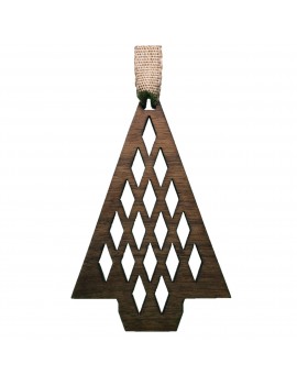 1-Pc Fir Tree Diamond Style Ornament - Black Walnut Wood - 62x99x6mm - Made in Québec