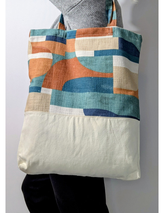 Sac réutilisable 50 Cinquante -orange bleue